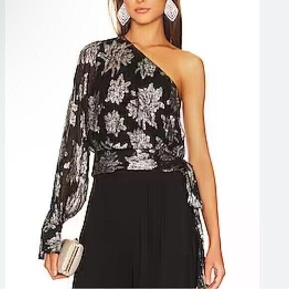 Karina Grimaldi Daniela Jaquard Print-Black Flower Metal Size Small NWT - Picture 2 of 12